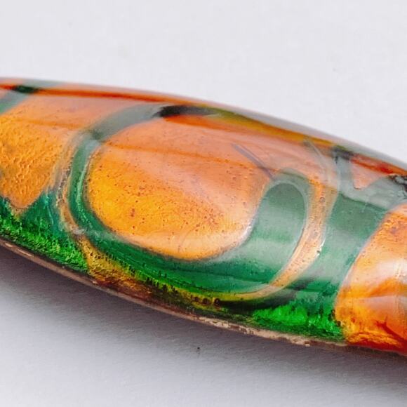 VTG 1970s Signed A. Gagnon Québec Resin Art Brooch Pendant Marbled Orange READ - Picture 5 of 11